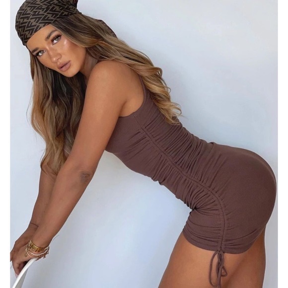 White Fox Boutique Drawstring Mini Dress - Picture 1 of 4